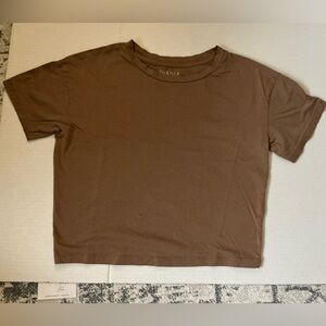 Brown Short Sleeve Crop Tee
